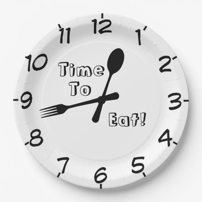 Time To Eat Paper Plate (Front)