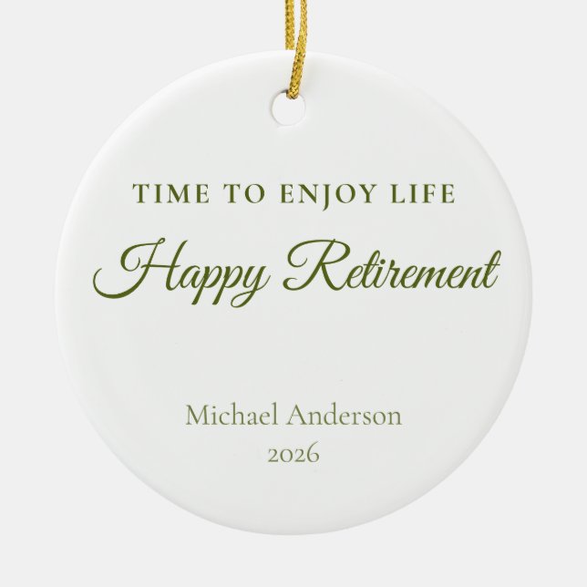 Time to Enjoy Life Retirement Gift Ceramic Tree Decoration (Front)