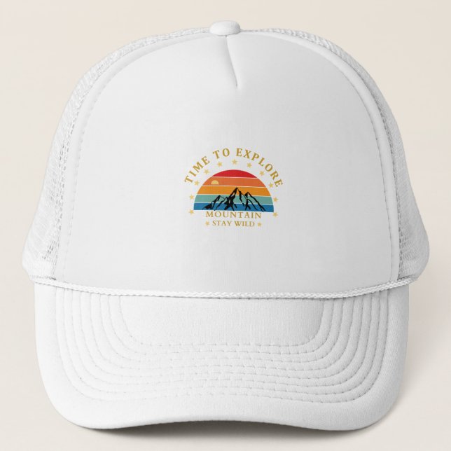 Time to Explore Mountain Shirt – Retro Hiking Tee  Trucker Hat (Front)