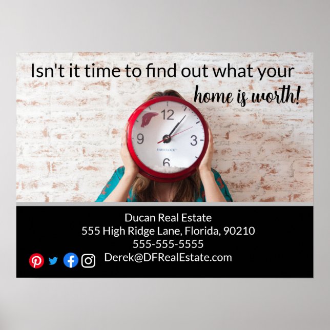 time to find out real estate marketing postcard poster (Front)