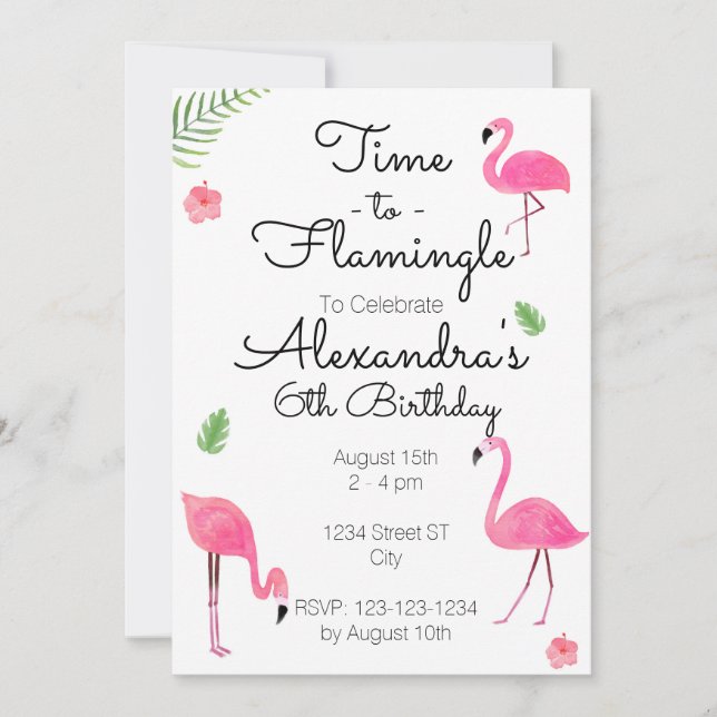 Time To Flamingle Invitation (Front)