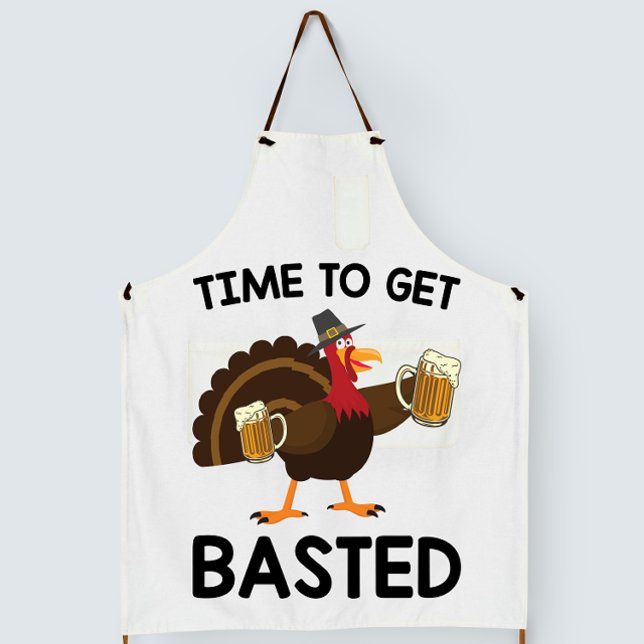 Time To Get Basted Funny Beer Turkey Thanksgiving  Apron (Creator Uploaded)