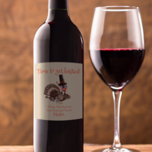Time to get Basted Funny Thanksgiving Turkey Gift Wine Label