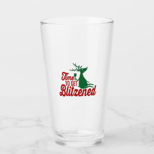 Time to Get Blitzened Christmas Reindeer  Glass