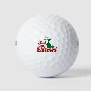 Time to Get Blitzened Christmas Reindeer Golf Balls