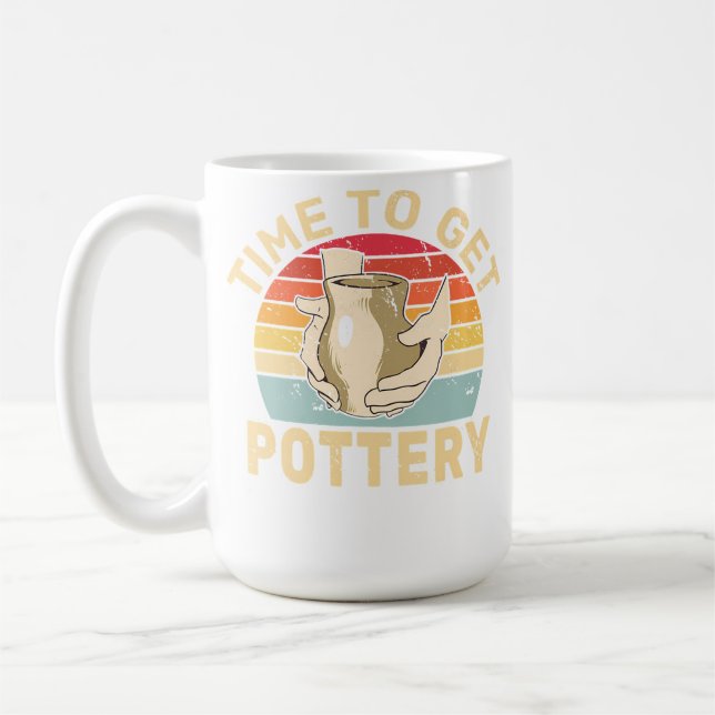 Time To Get Pottery Retro Clay Sculpting Ceramic P Coffee Mug (Left)