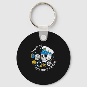Time To Get Ship Faced Funny Skeleton Captain Crui Key Ring
