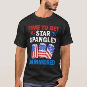Time To Get Star Spangled Hammered Beer Usa Flag 4 T-Shirt