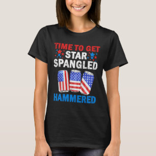 Time To Get Star Spangled Hammered Beer Usa Flag 4 T-Shirt