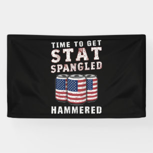 Time To Get Star Spangled Hammered Beer USA Flag Banner