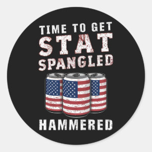 Time To Get Star Spangled Hammered Beer USA Flag Classic Round Sticker