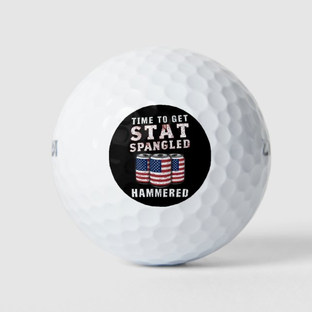 Time To Get Star Spangled Hammered Beer USA Flag Golf Balls (Front)