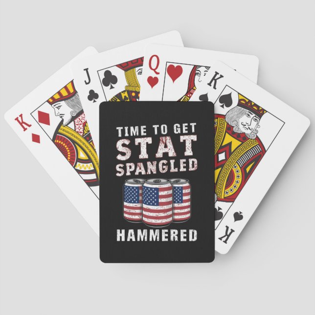 Time To Get Star Spangled Hammered Beer USA Flag Playing Cards (Back)