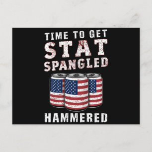Time To Get Star Spangled Hammered Beer USA Flag Postcard