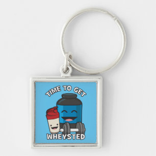 Time To Get Wheysted - Funny Bodybuilding Workout Key Ring