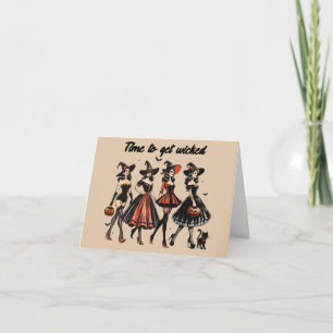 Time to Get Wicked Hot Vintage Witches Halloween Note Card