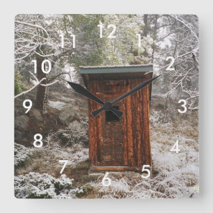 TIME TO GO! OUTHOUSE WALL CLOCK WINTER SCENE
