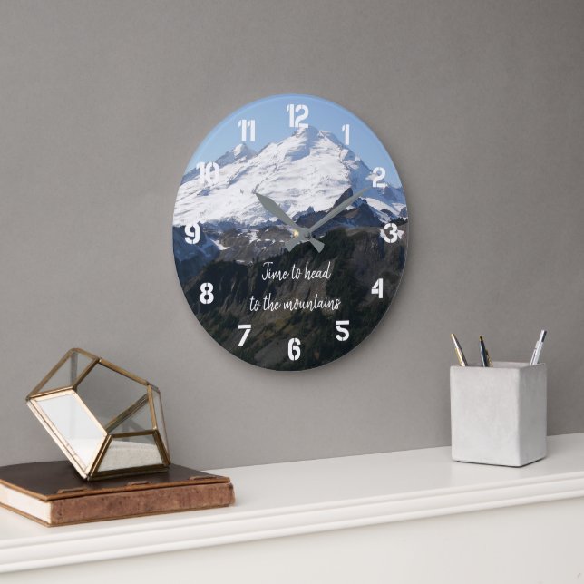 Time to Head to the Mountains Large Clock (Office)