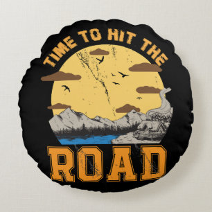 Time To Hit The Road Round Cushion
