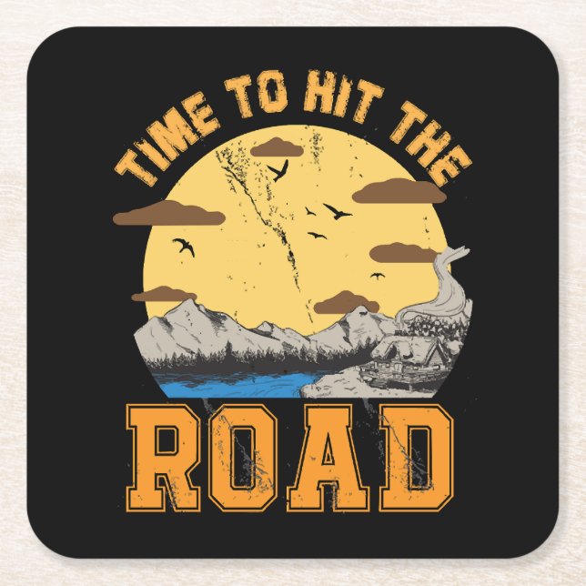 Time To Hit The Road  Square Paper Coaster (Front)