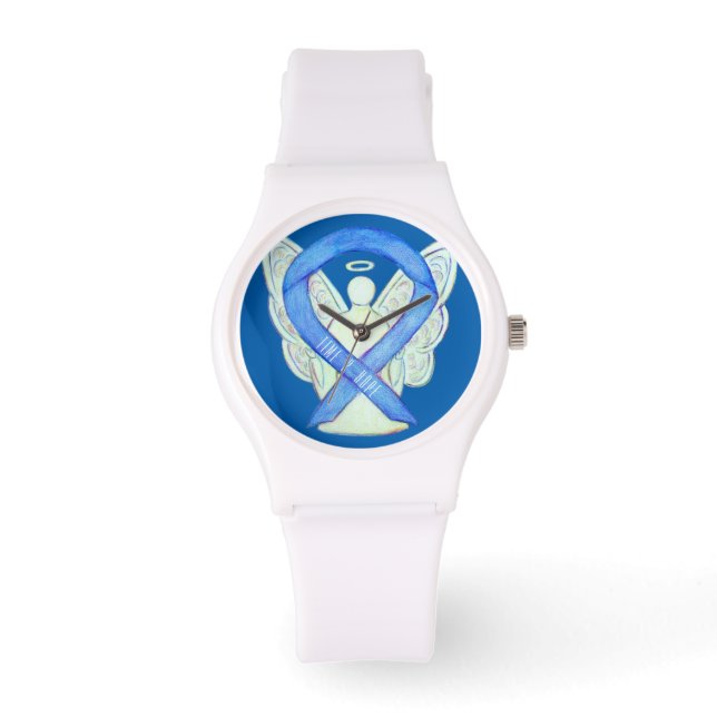 Time to Hope Blue Awareness Ribbon Custom Watch (Front)