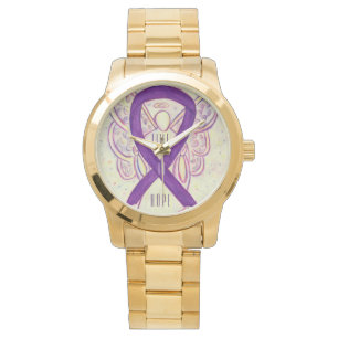 Time to Hope Purple Awareness Ribbon Angel Watch