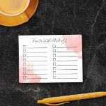 Time to Hustle Coral Watercolor To Do List Post-it Notes<br><div class="desc">Watercolor notepad with checkbox to do lists in white and coral. Time to hustle,  and your name written in a charming script. A practical and chic notepad with checkboxes to keep track on your chores and tasks.</div>