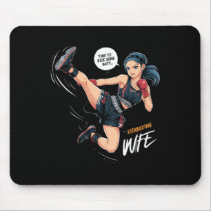 Time To Kick Some Butt Kickboxing Wife Art  Mouse Mat