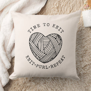 Time to Knit Blush Pink Cushion