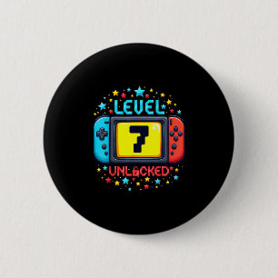 Time To Level Up 7 Unlocked 7th Birthday Boy Video 6 Cm Round Badge