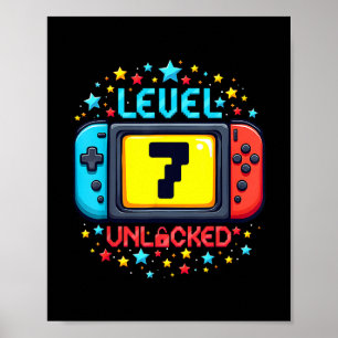 Time To Level Up 7 Unlocked 7th Birthday Boy Video Poster