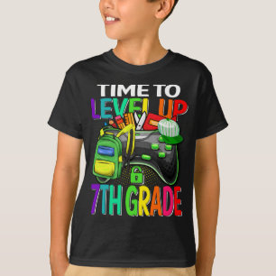 Time To Level Up 7th Grade Video Game Theme Party T-Shirt