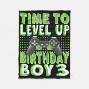 Time To Level Up Birthday Boy 3 Years Old Video Ga Fleece Blanket