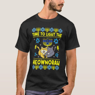 Time To Light The Meownorah Cat Menorah Ugly Chan T-Shirt