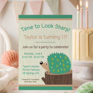 Time to Look Sharp! Cute Hedgehog Birthday Invitation
