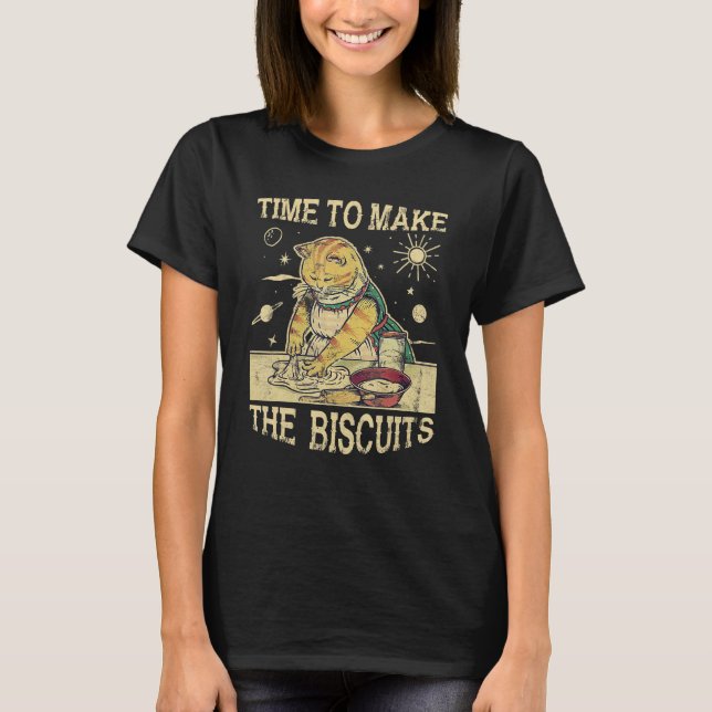 Time To Make The Biscuits Cats Tabby Kneading Flou T-Shirt (Front)