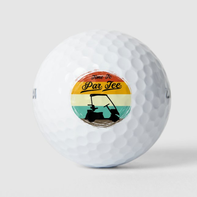 Time to Par Tee – Retro Golf Cart Humor Design Balls (Front)