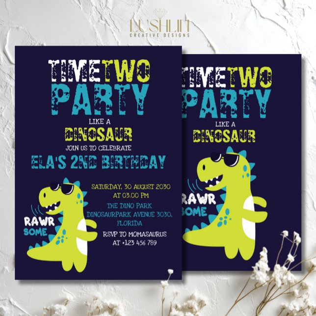 Time to Party Like a Dinosaur Prehistoric Birthday Invitation (Creator Uploaded)