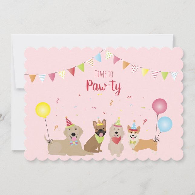 Time To Pawty Birthday Dogs Invitation (Front)