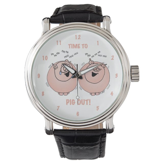 Time to pig out! Cartoon pigs watch. Watch (Front)