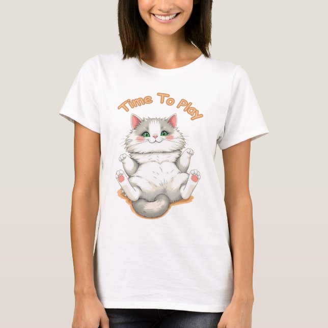 Time To Play - Best Cute Cat Design T-Shirt (Front)