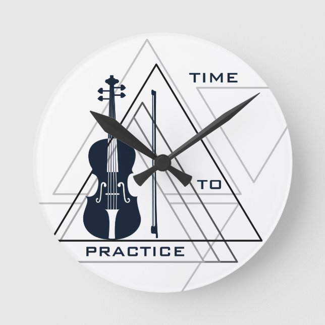 Time to practice violin negative space nice Modern Round Clock (Front)