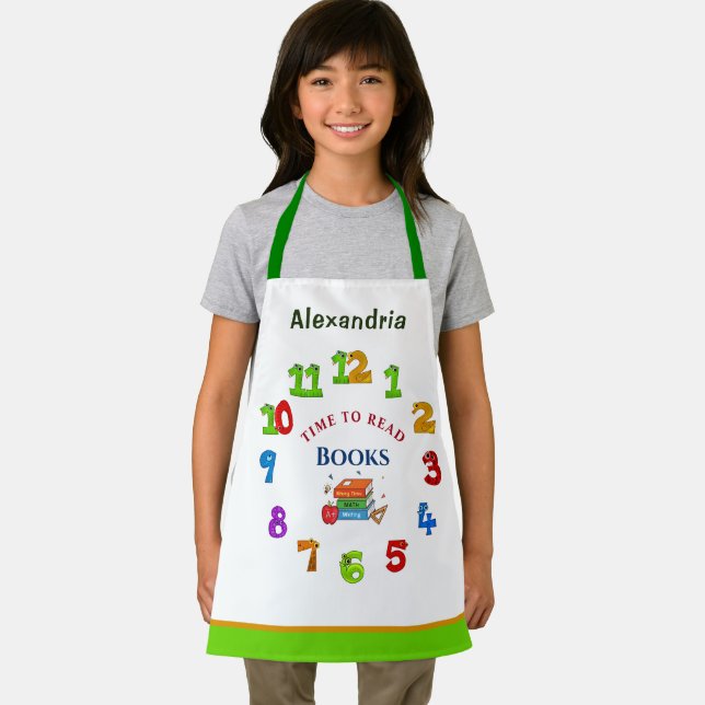 Time To Read Books Reading Child Personalise Apron (Insitu)