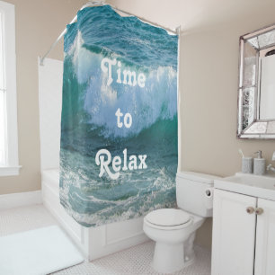 Time to Relax Awesome Wave Sea Nautical Ocean Shower Curtain