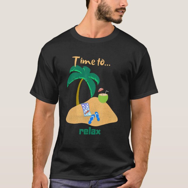 Time To Relax  Palm Tree  Coconu Beach T-Shirt (Front)