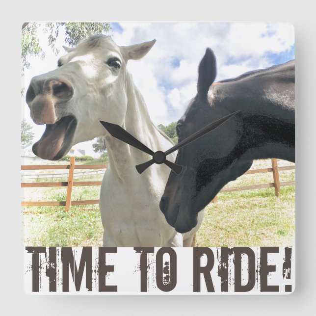 Time To Ride Horses Square Wall Clock (Front)