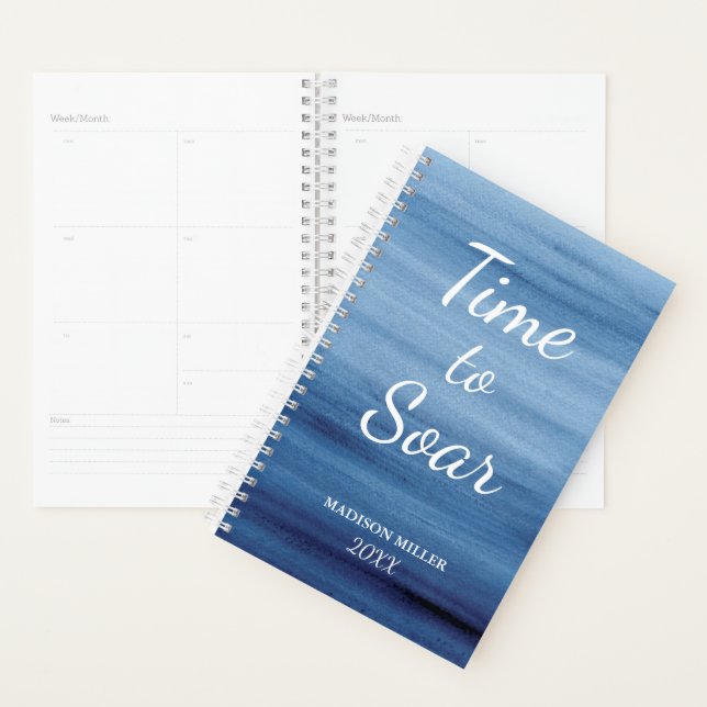 Time to Soar Abstract Blue Watercolor Inspiration Planner (Display)