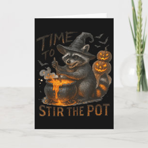Time To Stir T Funny Raccoon Retro Halloween Anima Card