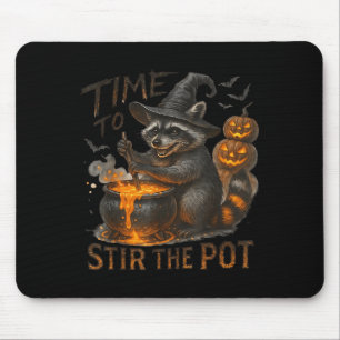 Time To Stir T Funny Raccoon Retro Halloween Anima Mouse Mat
