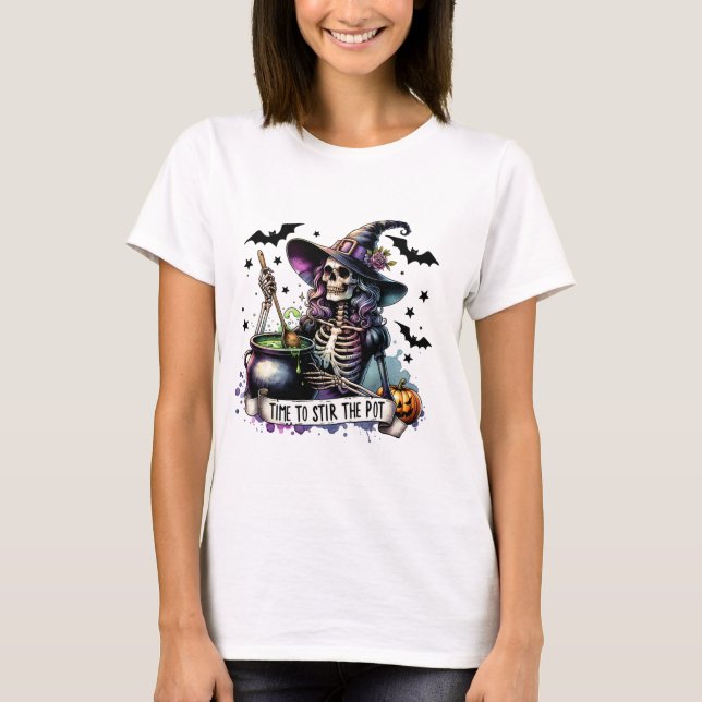 Time to Stir the Pot Halloween Mischief Design T-Shirt (Front)